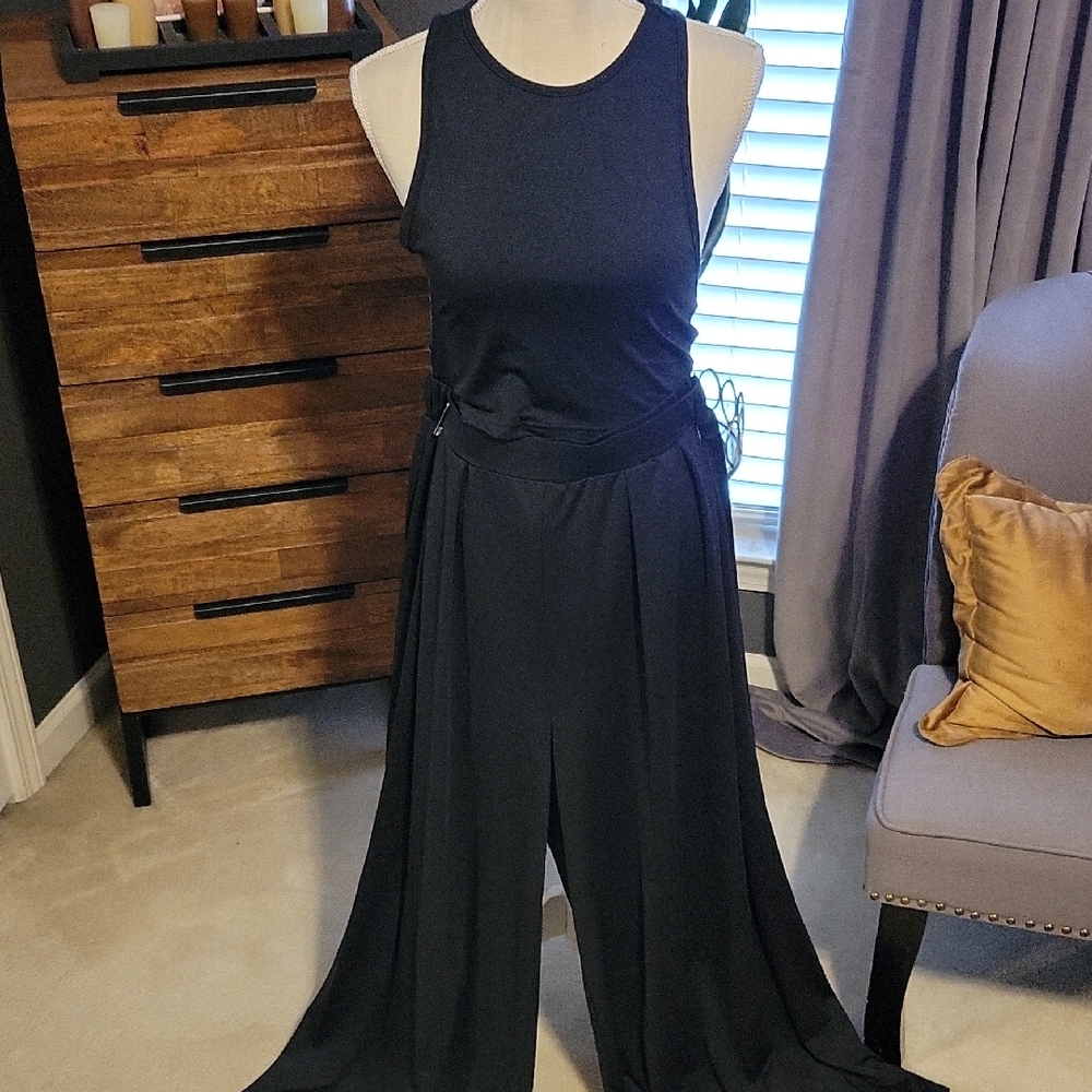 Elegant Black And Brown 2-piece Wide Leg Pant Sets.